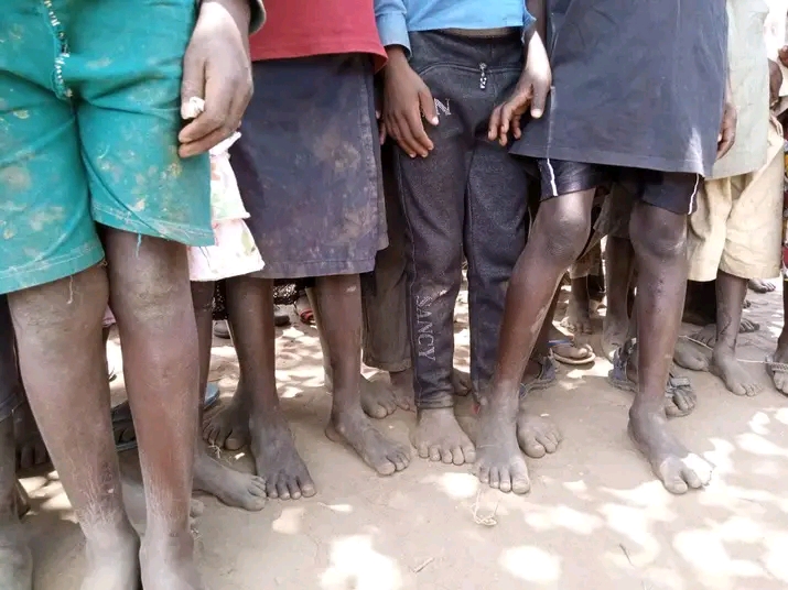 Elderly receiving food packages